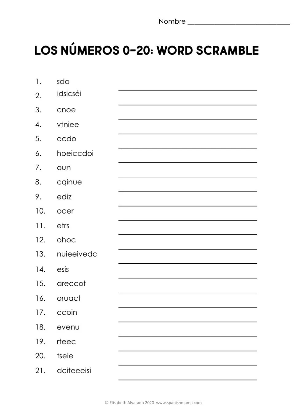 Spanish Printable Worksheets