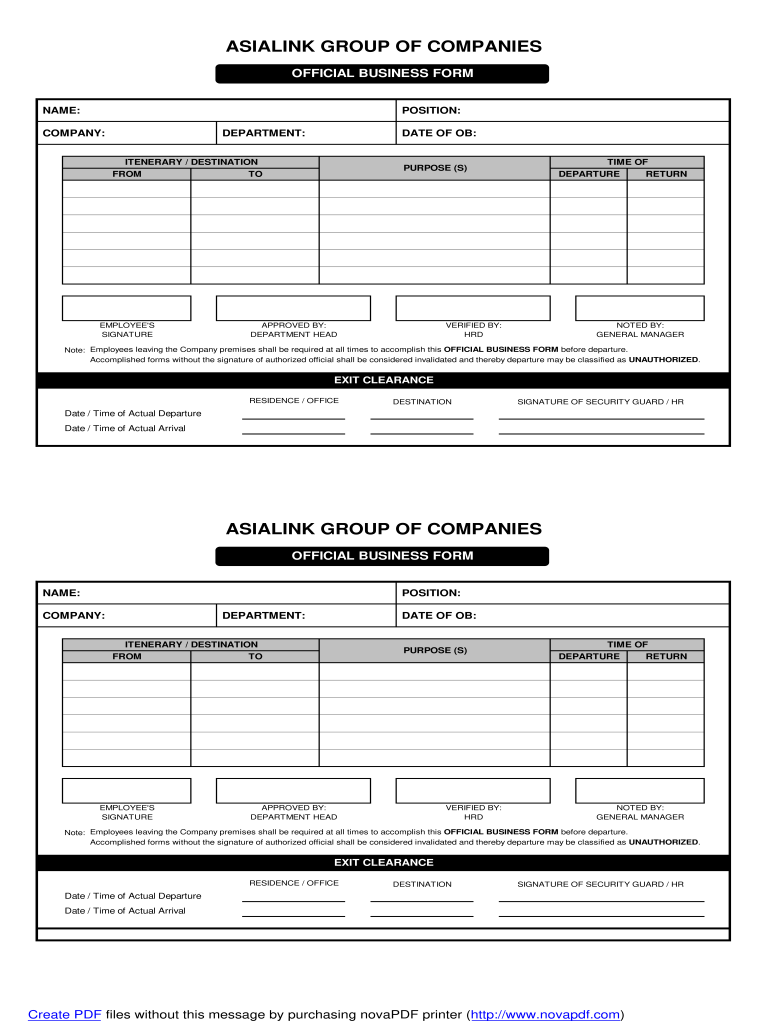 Official Business Form Fill Out Sign Online DocHub