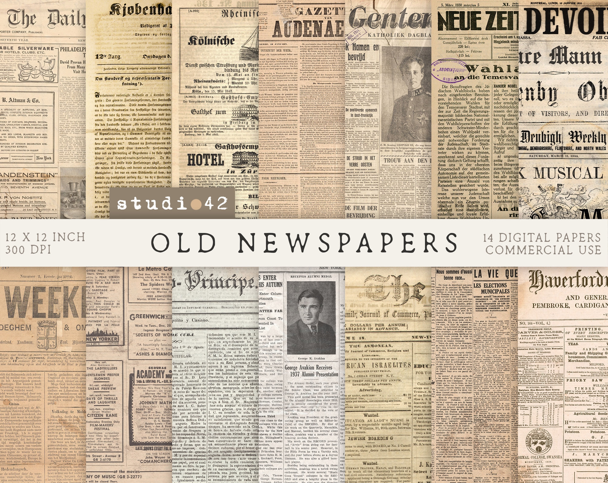 Old Newspapers Digital Paper Old Newspapers Printable Paper Printable Decoupage Paper Vintage Newspaper Decoration Newspaper Scrapbook Etsy
