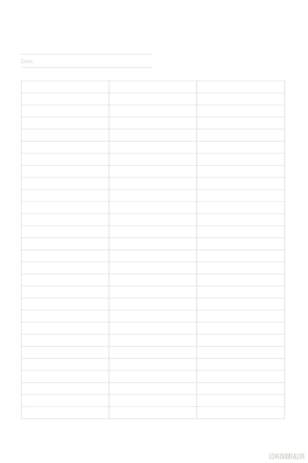 Organize Your Life With These Free 3 Column Templates Love Our Real Life