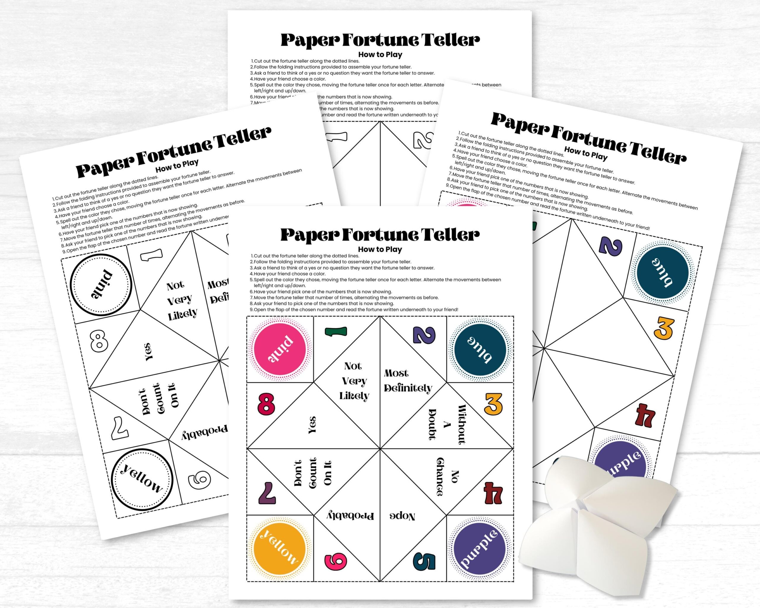 Origami Fortune Teller Printable Cootie Catcher Sleepover Printable Games Chatterbox Paper Fortune Teller Slumber Party Games Etsy
