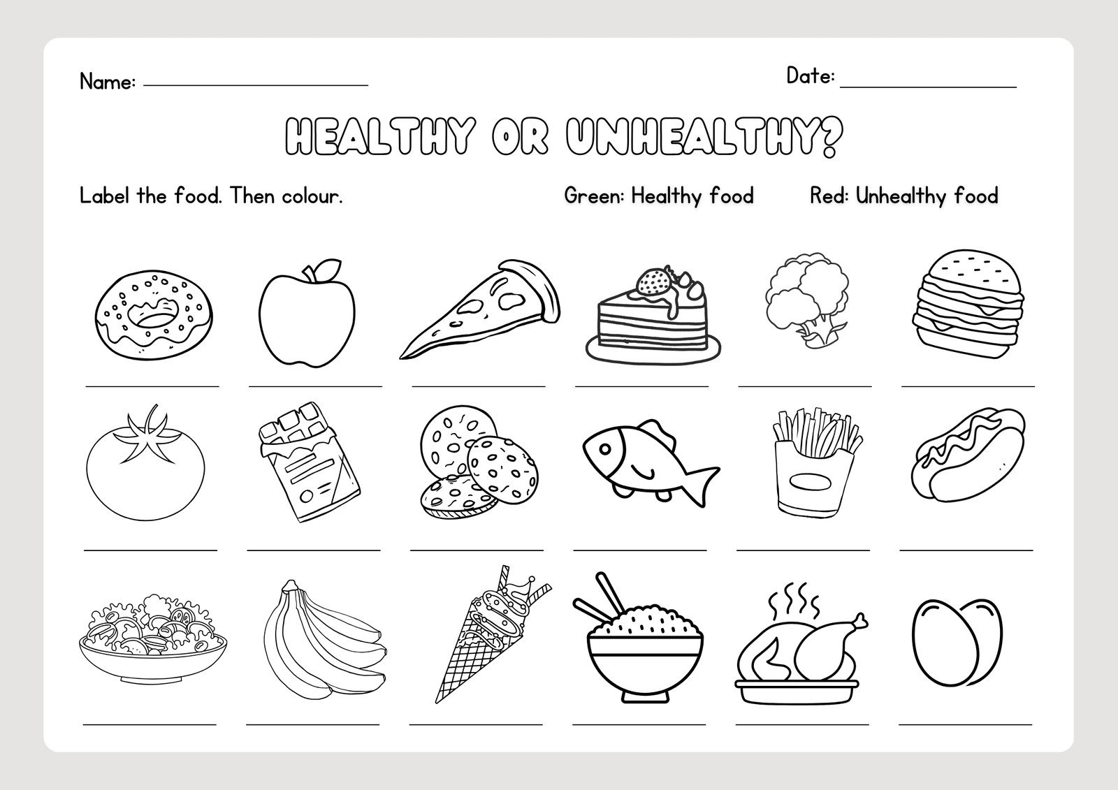 Page 2 Free To Customize And Print Food Worksheet Templates Canva