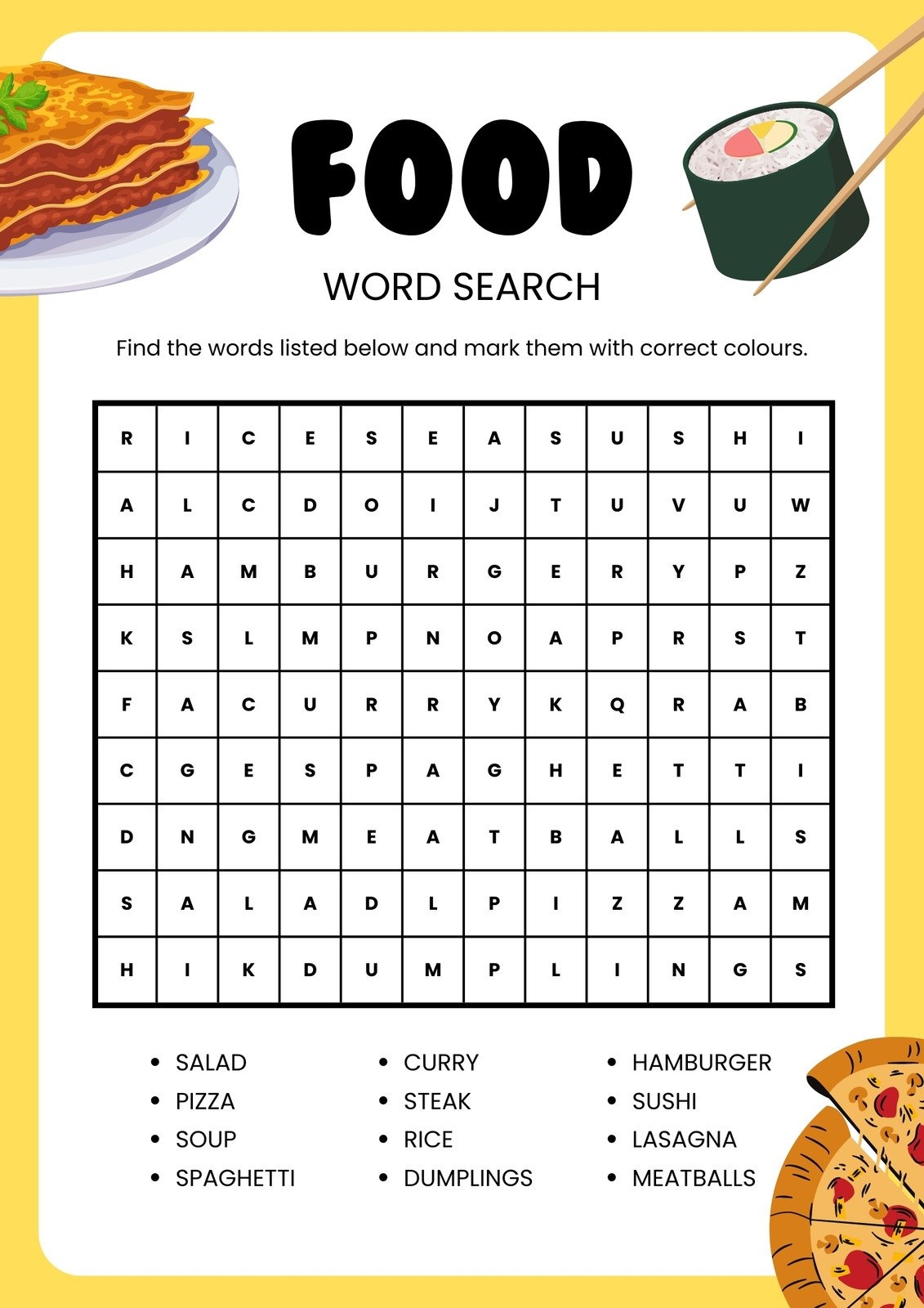 Page 3 Free To Customize And Print Food Worksheet Templates Canva