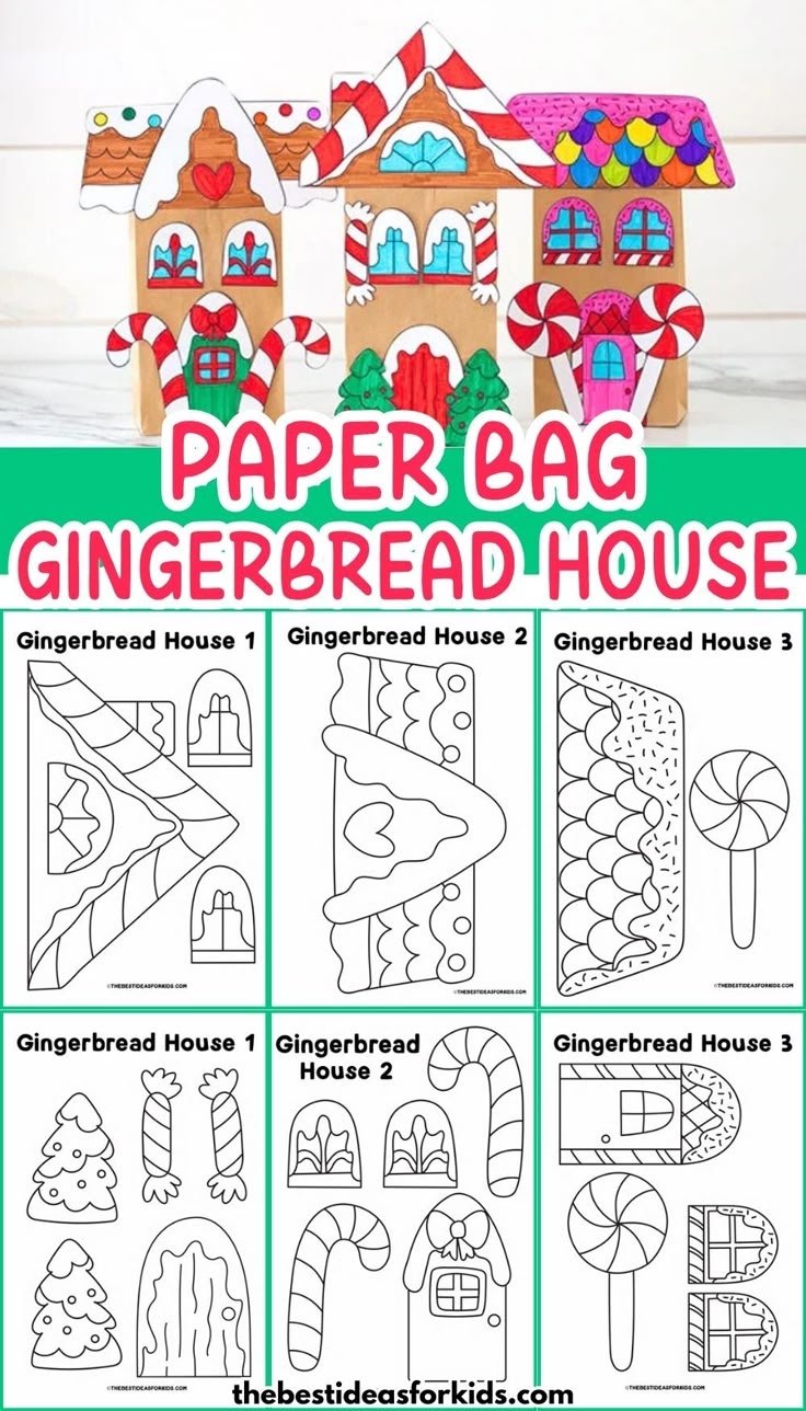 Paper Bag Gingerbread House Templates