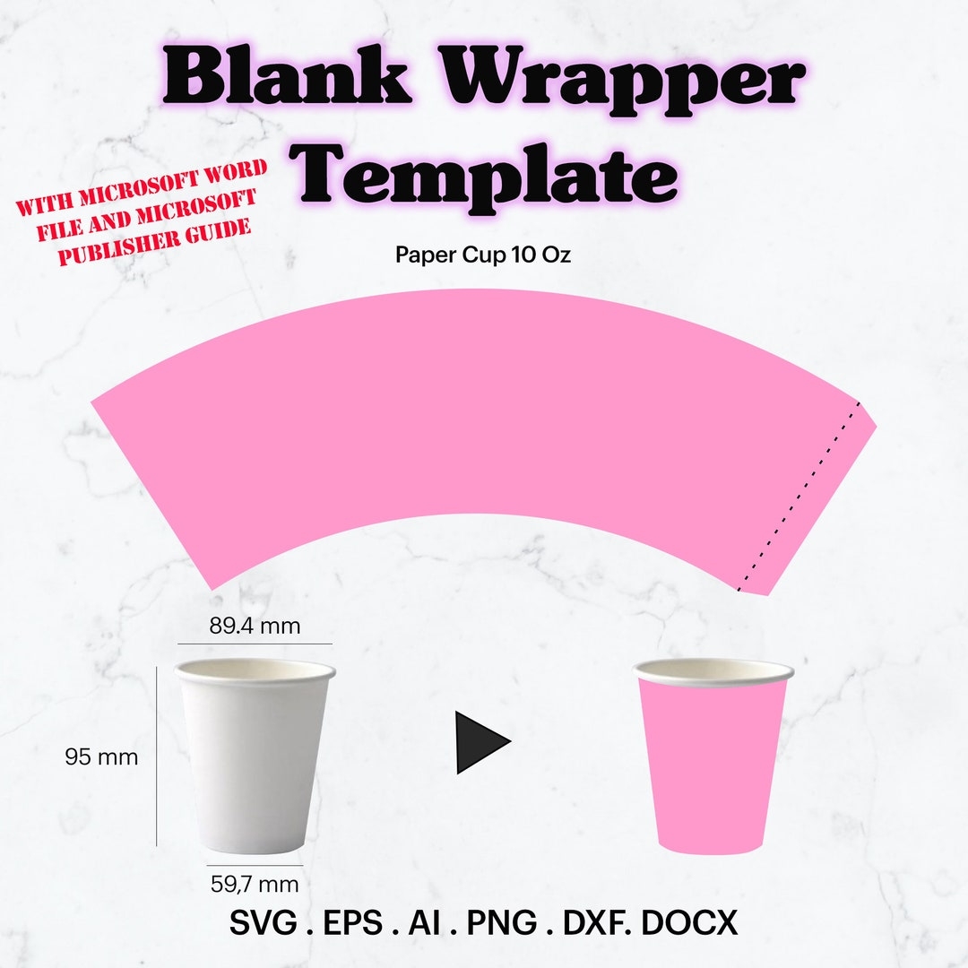 Paper Cup Template SVG 10 Oz Paper Cup Full Wrap Template Seamless Paper Cup Template Paper Cup Blank Template Cricut Silhouette Etsy
