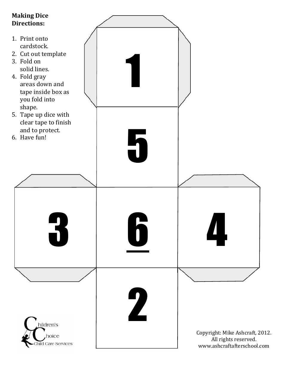 Paper Dice Template Mike Ashcraft Download Printable PDF Templateroller