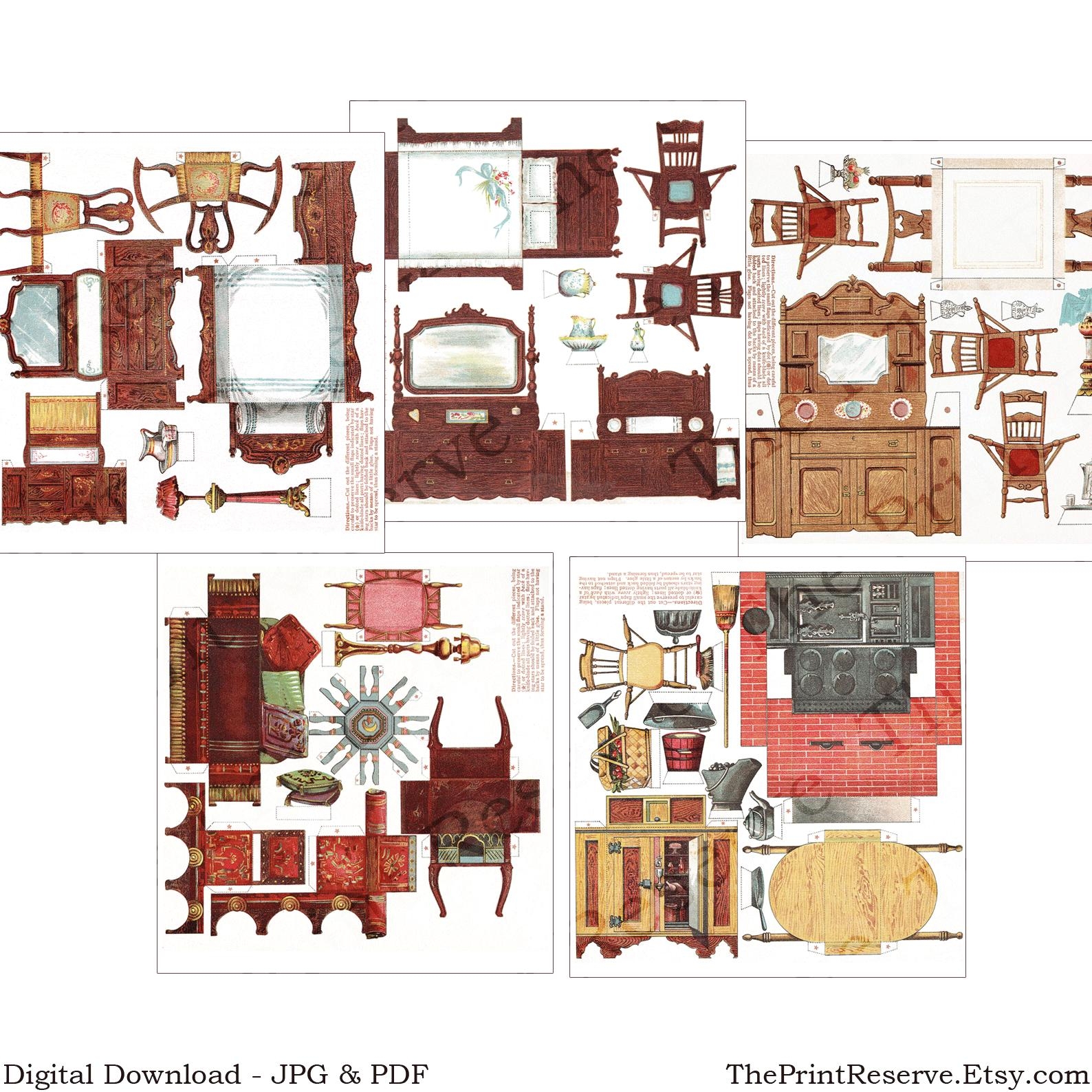 Paper Doll House Furniture Paper Doll Printable Digital Download PDF Item 504 Etsy