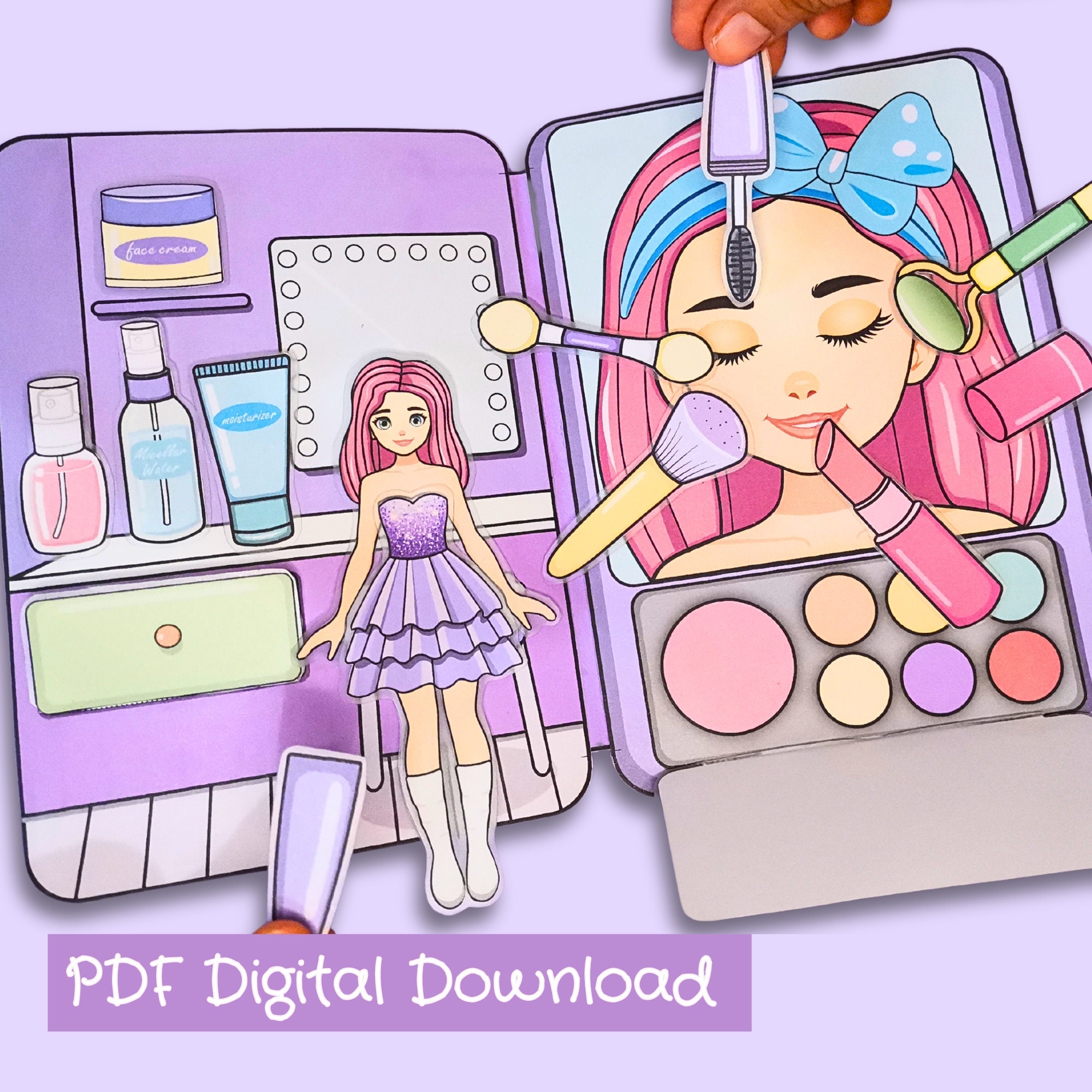 Paper Doll Makeup Kit Printable DIY Paper Doll House Quiet Book Etsy Hong Kong