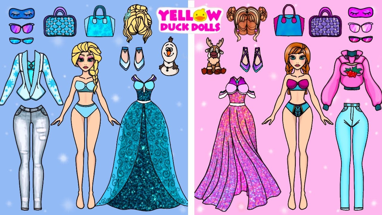 Paper Dolls Elsa Anna Dress Up Clothes For Dolls YouTube
