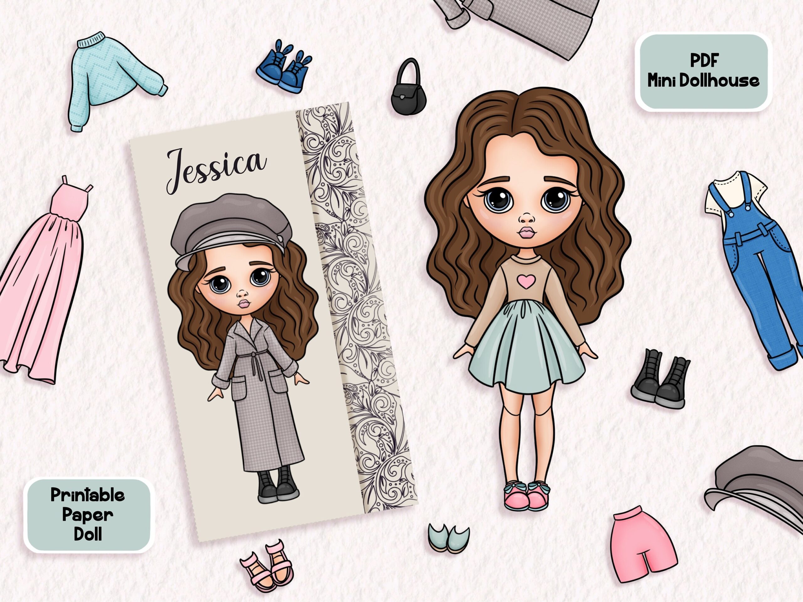Paper Dolls Printable For Kids Paper Doll House DIY Etsy