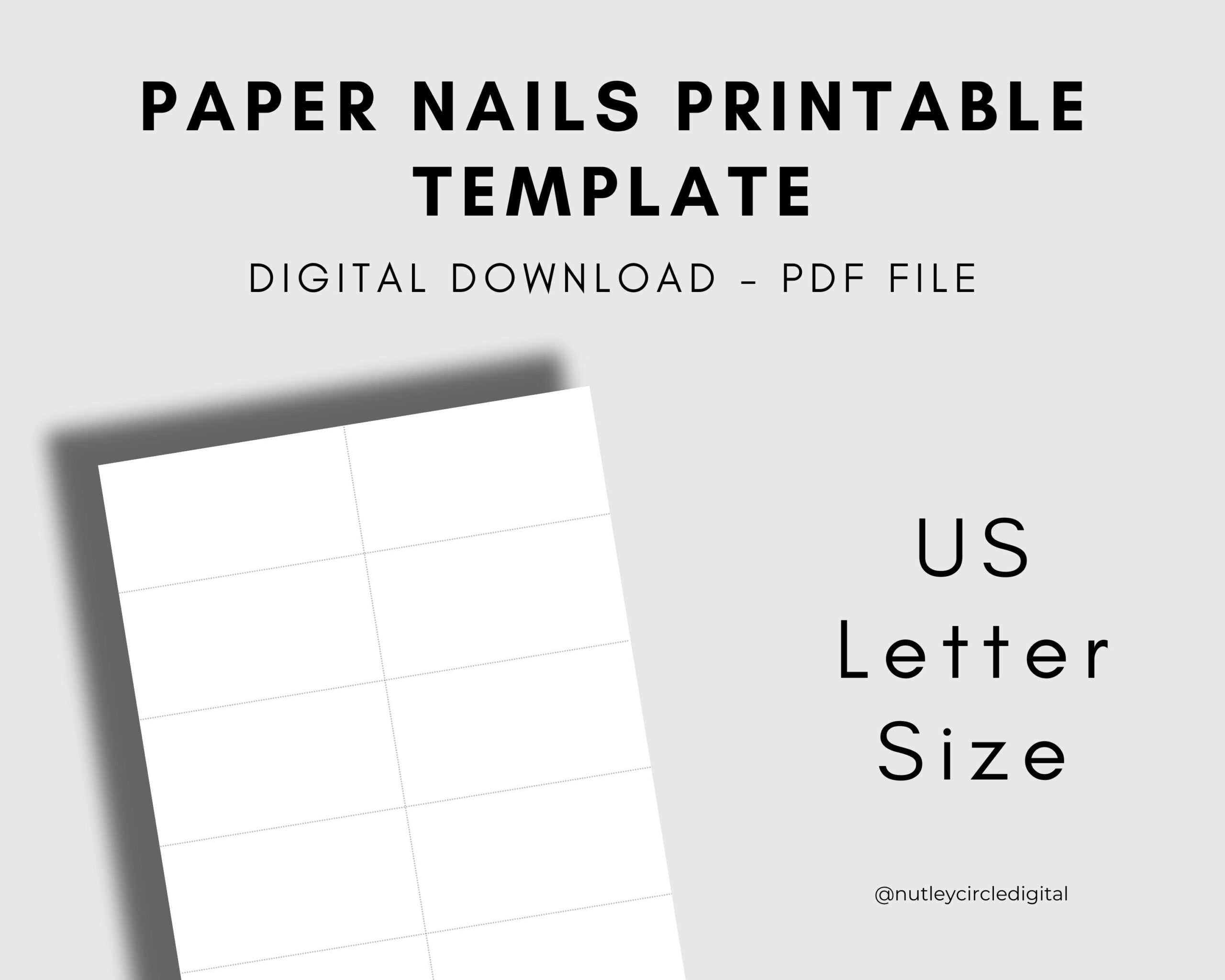 Paper Nails Template US Letter Size Printable DIGITAL PRINTABLE Etsy