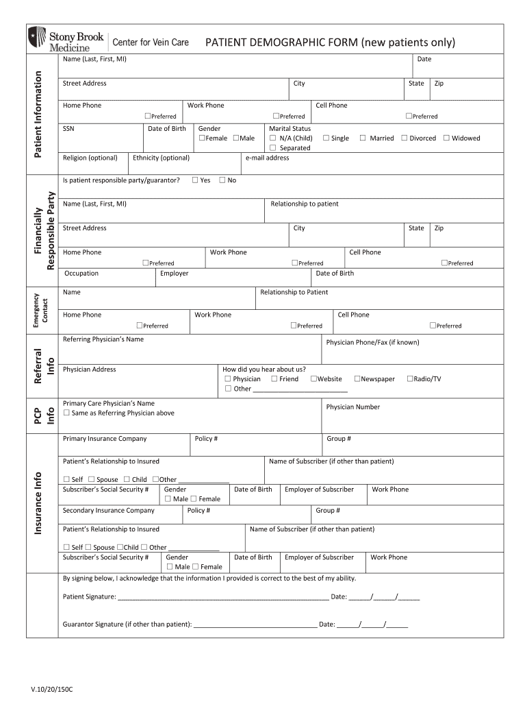 Patient Demographic Form Word Fill Out Sign Online DocHub