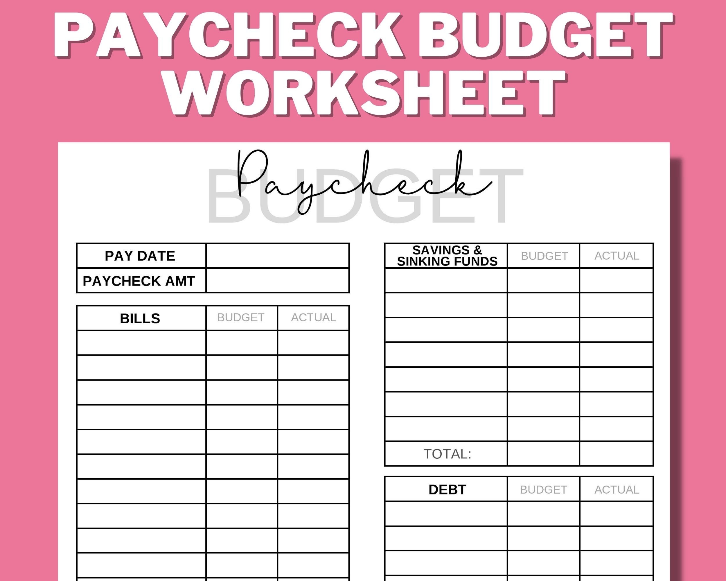 Printable Budget Worksheets