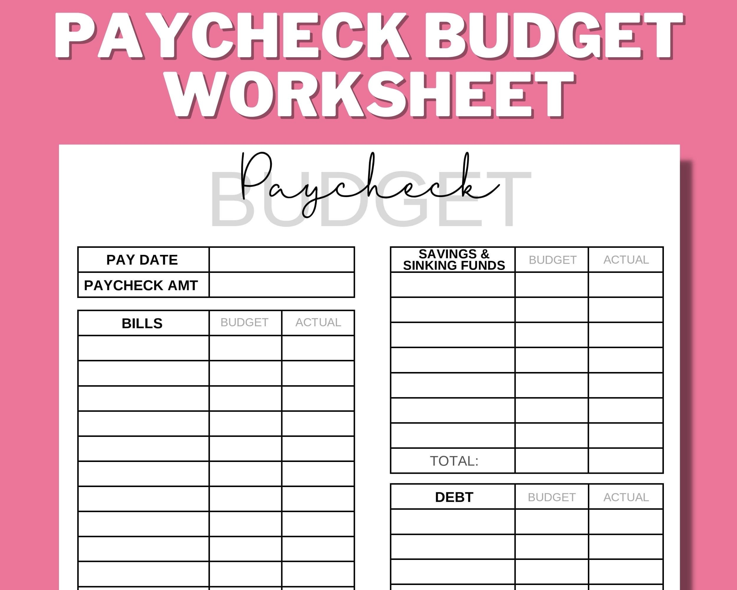 Budgeting Worksheet Printable