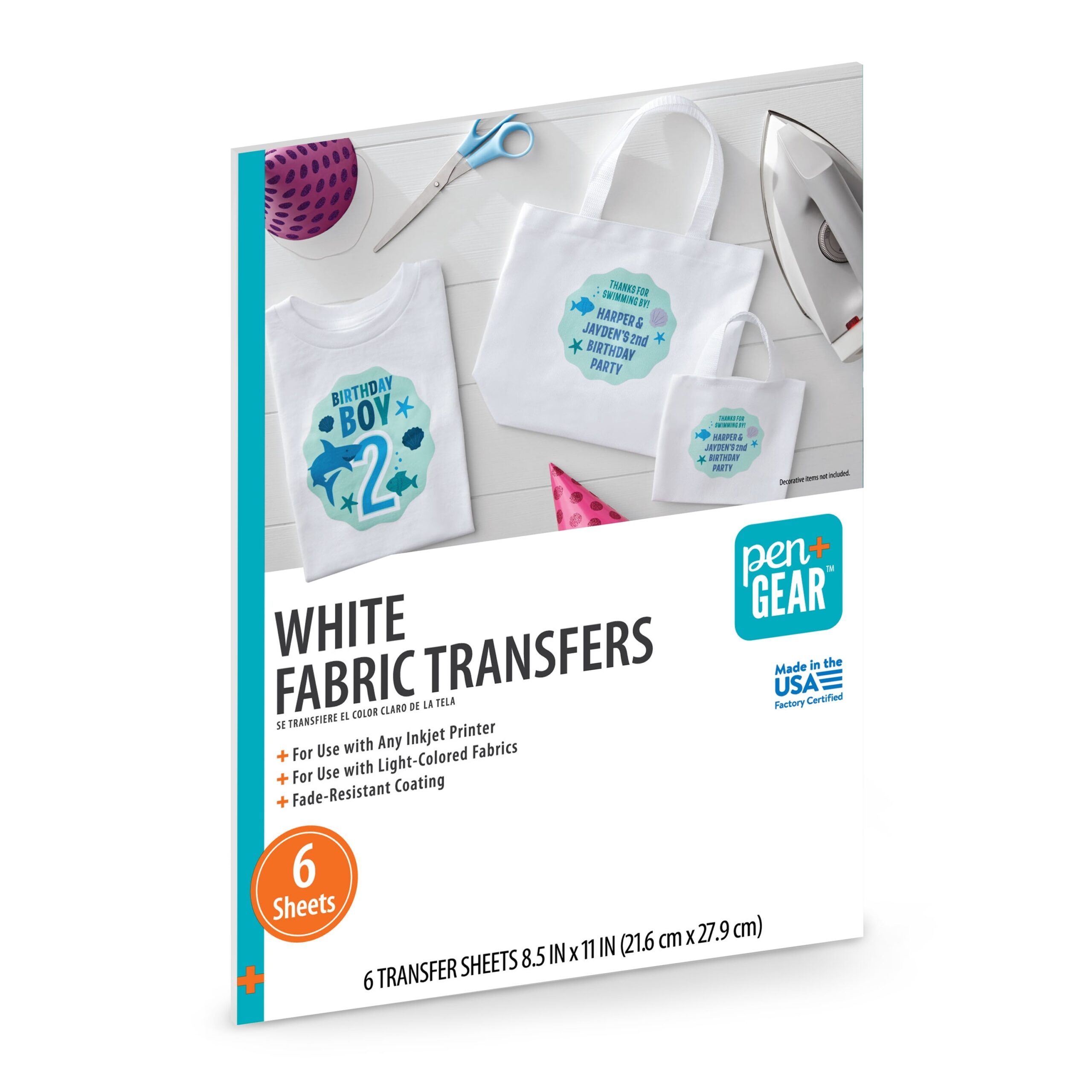 Pen Gear White Fabric Transfer Paper Inkjet Printable 8 5 X 11 6 Sheets Walmart Business Supplies