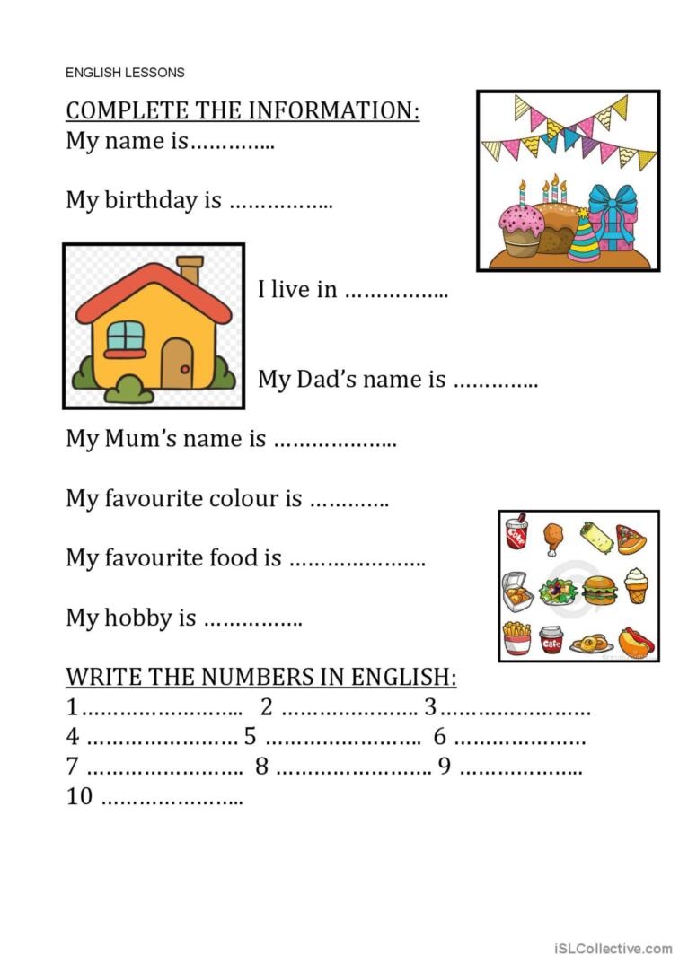 Personal Information Elementary Work English ESL Worksheets Pdf Doc