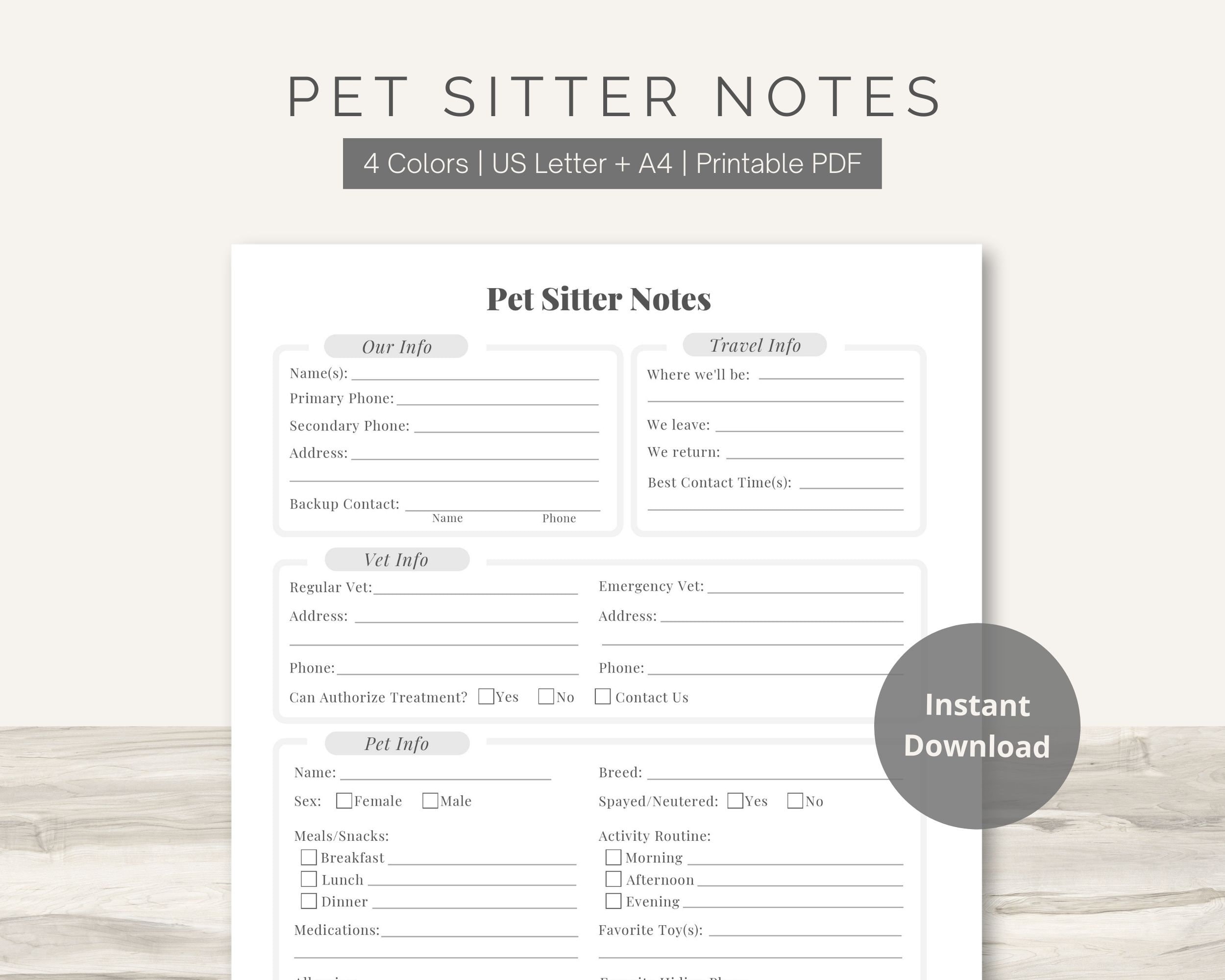 Free Printable Pet Sitter Forms