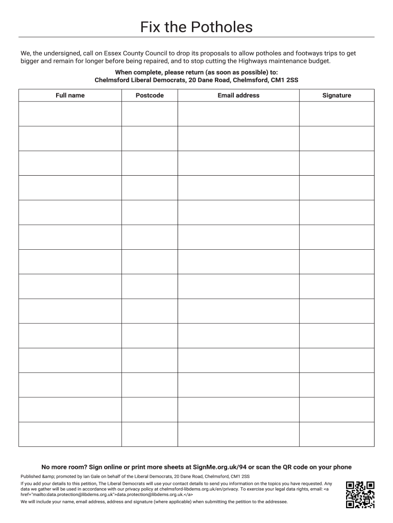 Petition Signature Sheet Fill Out Sign Online DocHub