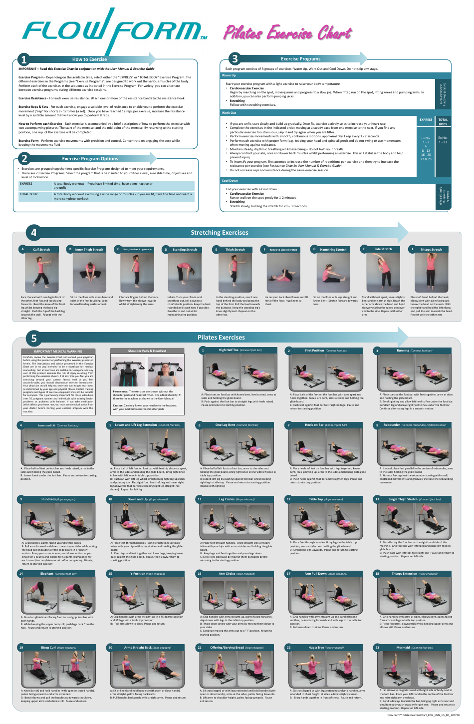 Printable Pilates Reformer Exercises Chart Free