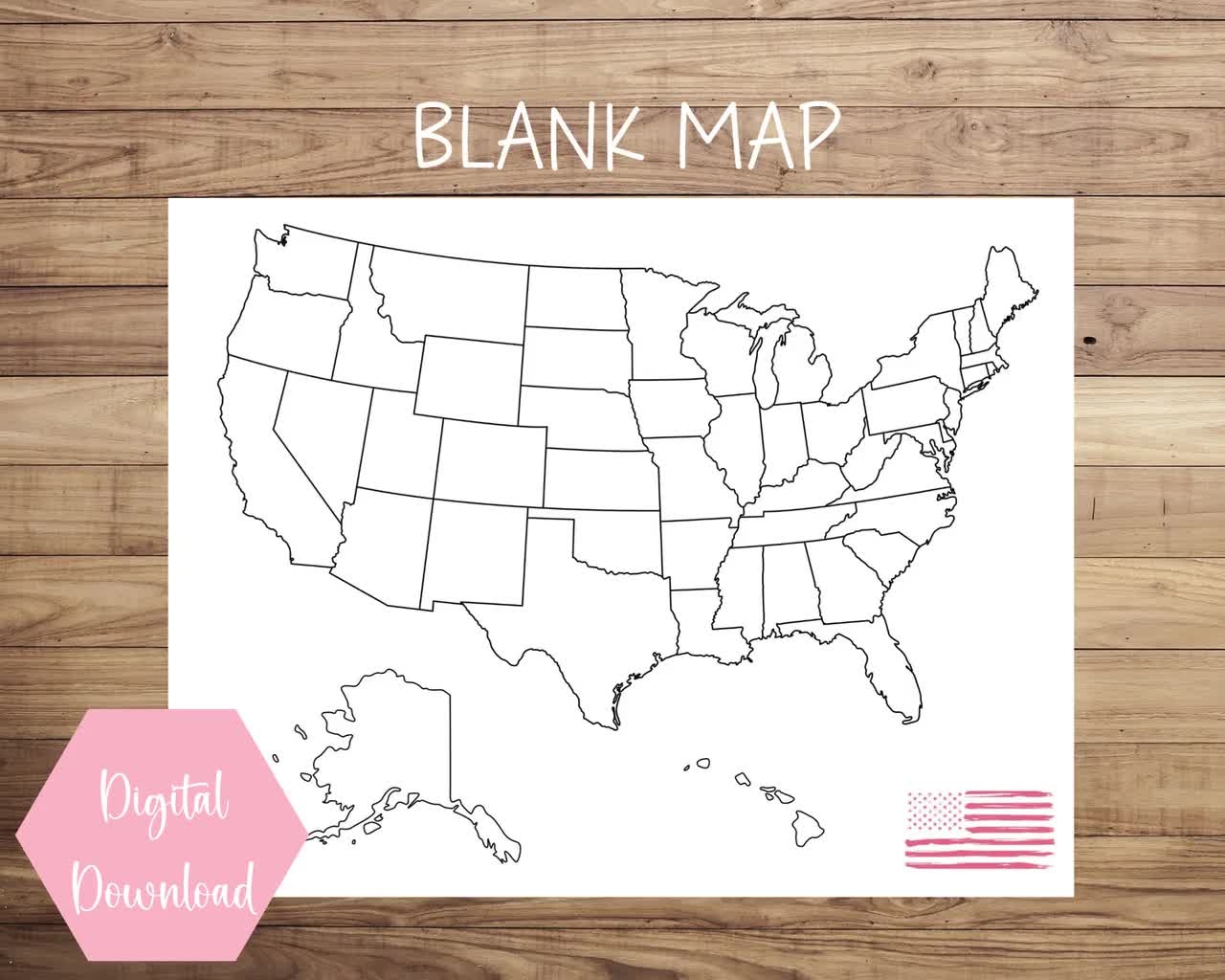Pink United States Map Printable US Map Printable USA US Sales Map Travel Tracker Etsy Order Map Instant Digital Download Homeschool Etsy