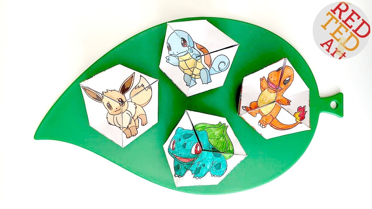 Pokemon Evolution DIY Kaleidoscope Paper Toy Red Ted Art Kids Crafts