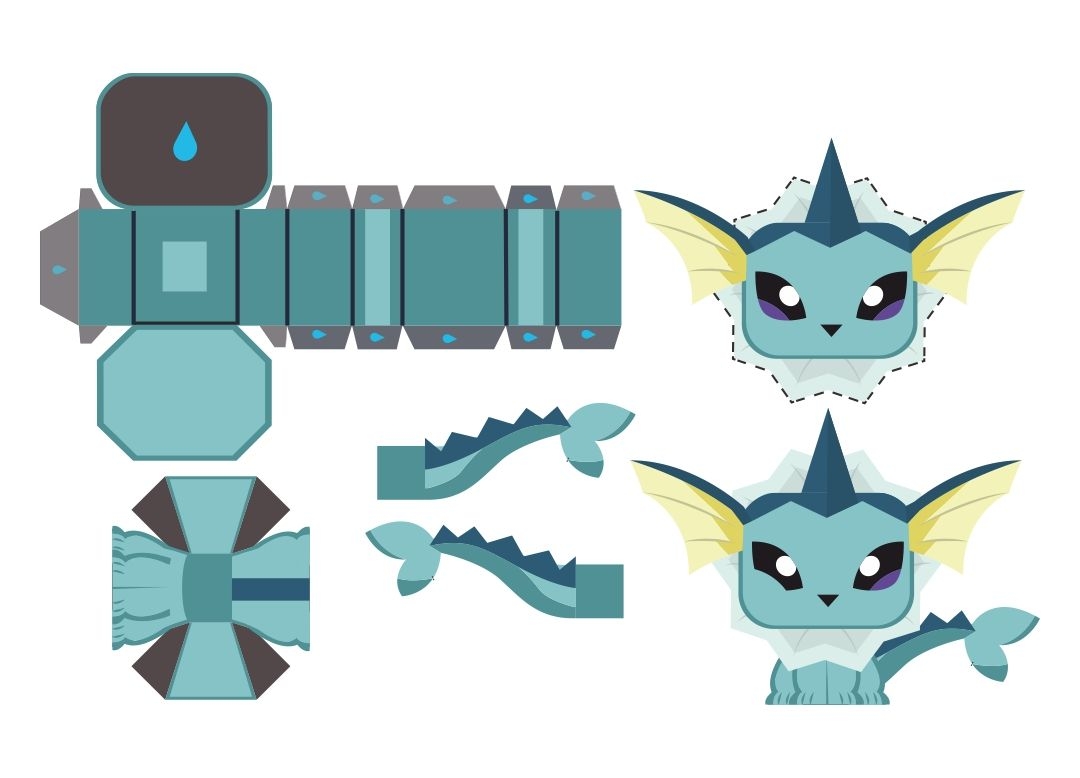 Pokemon Papercraft Mudkip 10 Free PDF Printables Printablee 3d 