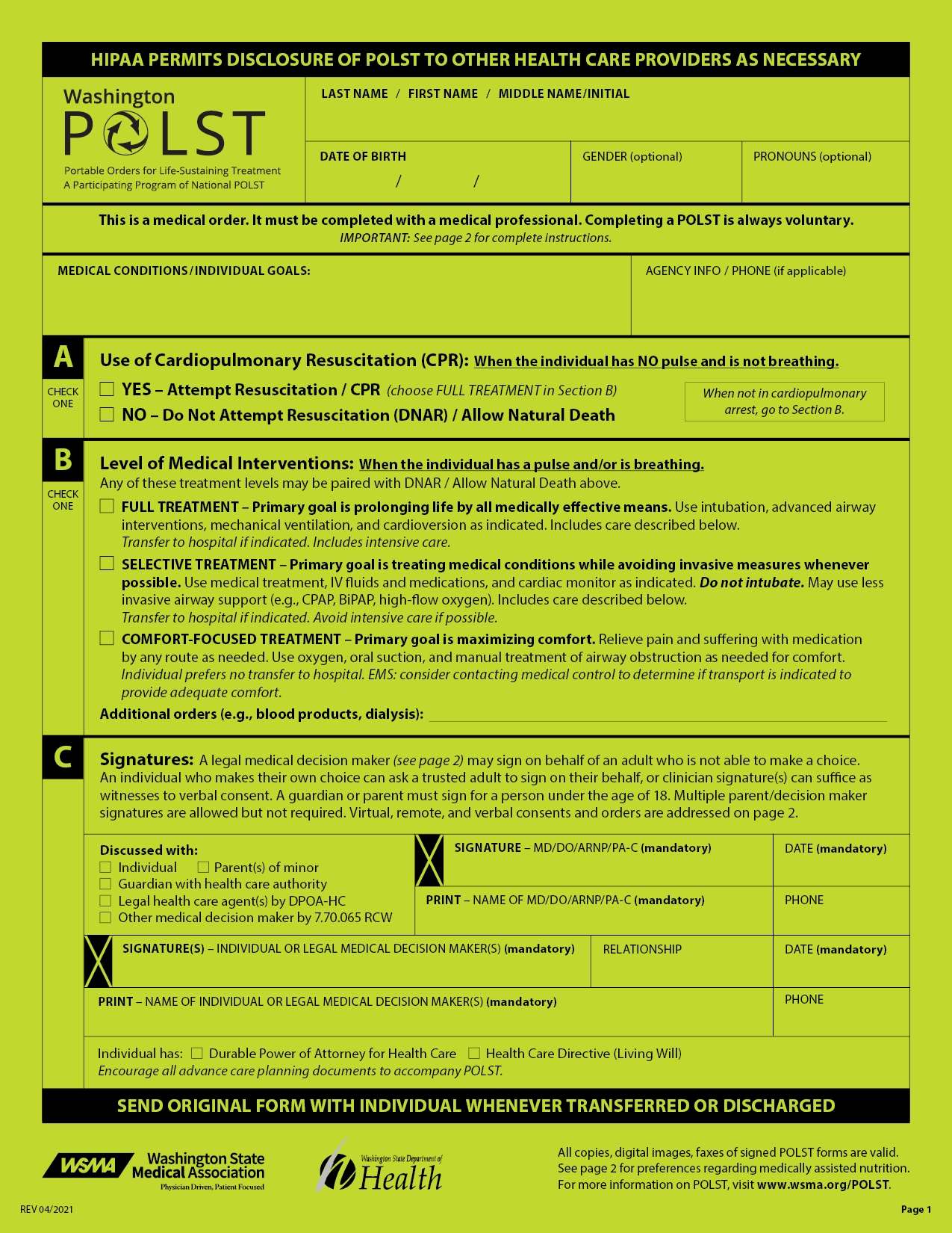 POLST POLST Form POLST Brochure