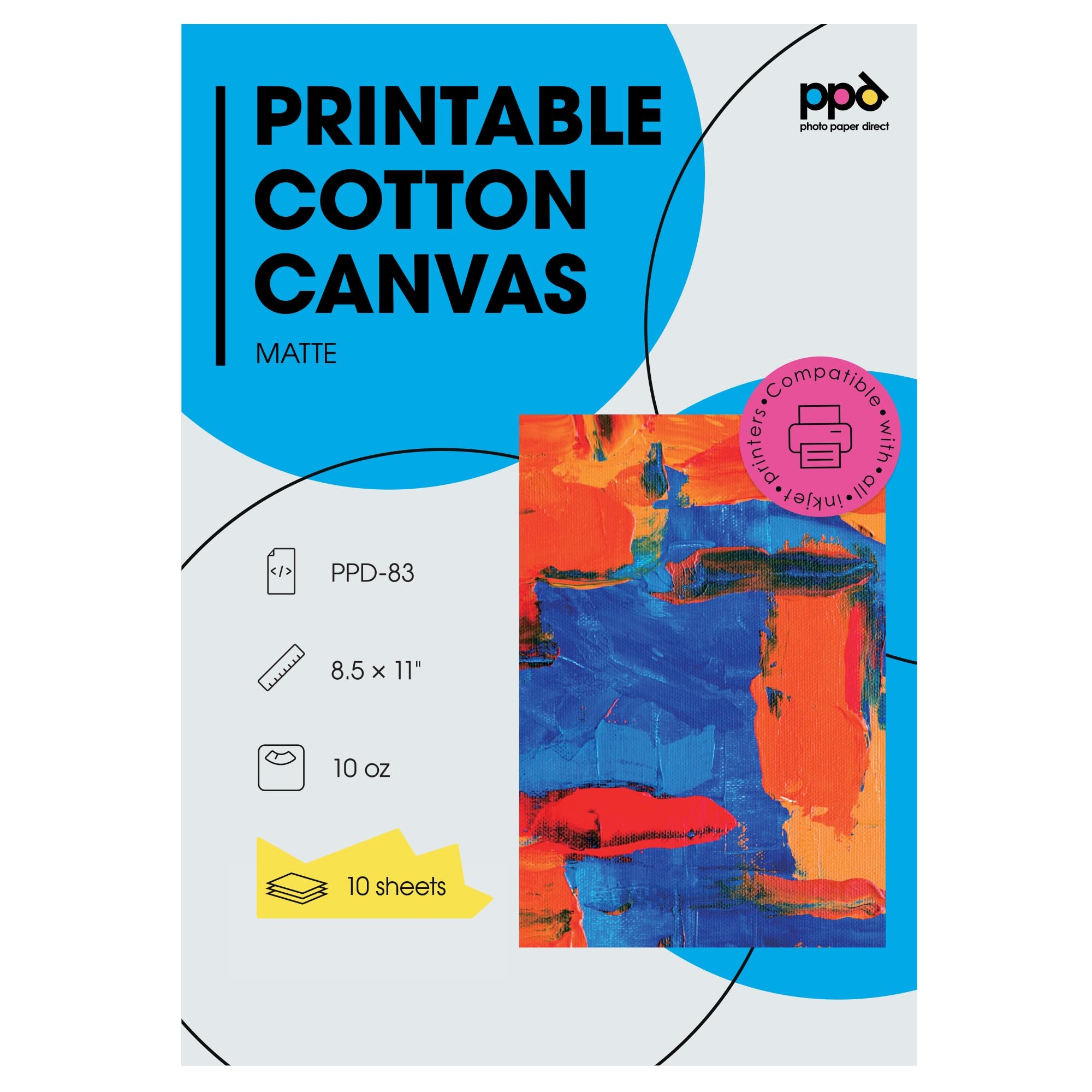 PPD Inkjet Canvas 100 Real Printable Cotton LTR 8 5 X 11 125lbs 340gsm 17mil X 10 Sheets PPD083 10 Amazon sg Office Products