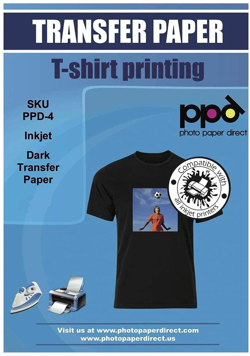 PPD Inkjet PREMIUM Iron On Dark T Shirt Transfers Paper LTR 8 5x11 Pack Of 100 EBay
