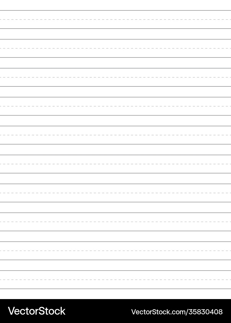 Preschool Dotted Lined Writing Paper For Abc 123 Vector Image