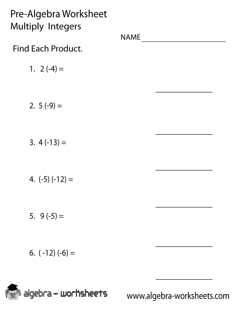 Pre Algebra Worksheets Printable