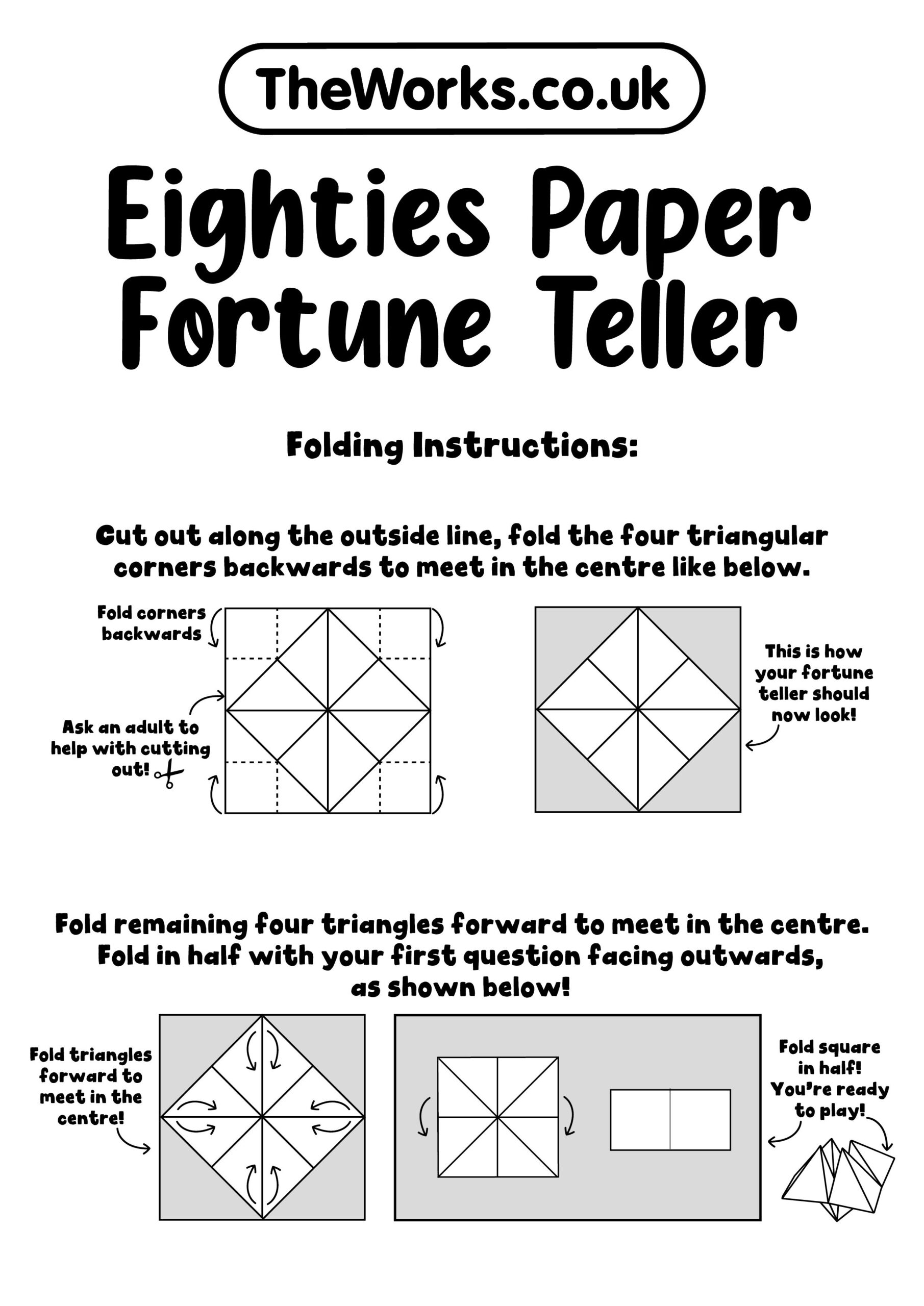Printable Paper Fortune Teller Template