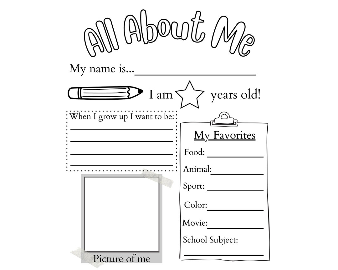 All About Me Printable Worksheet