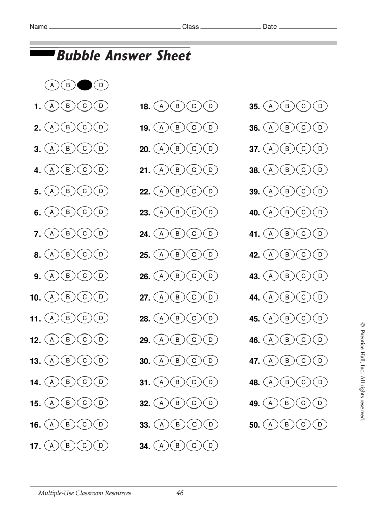 Printable Answer Sheet Pdf Fill Online Printable Fillable Blank PdfFiller