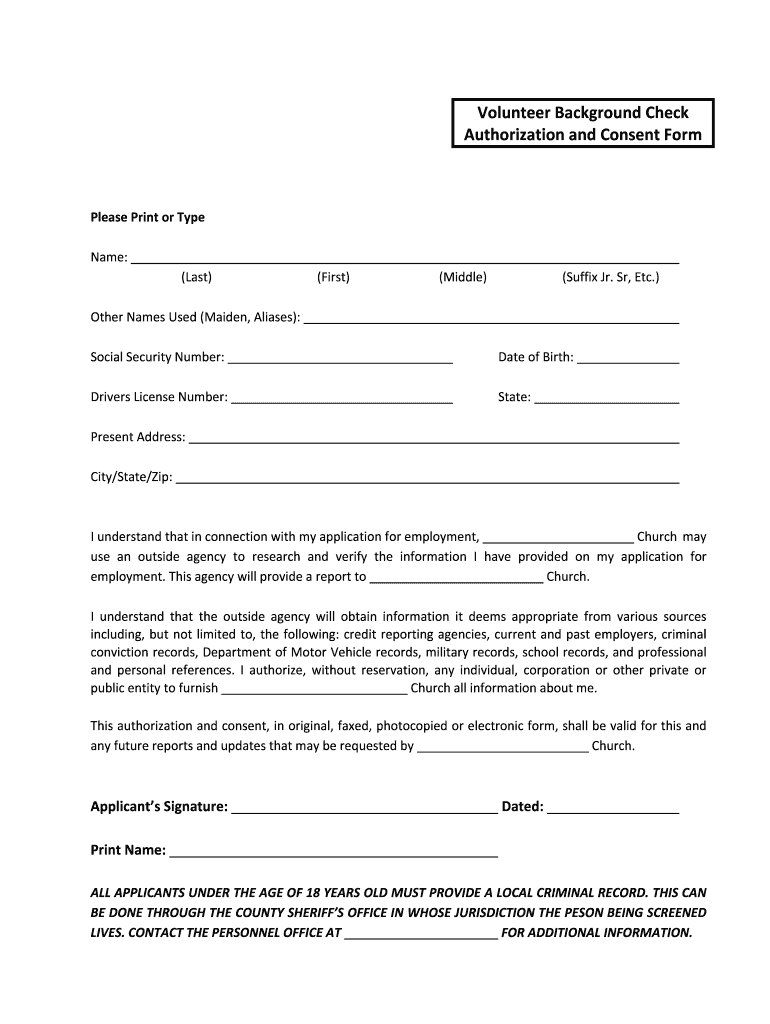 Printable Background Check Form Fill Online Printable Fillable Blank PdfFiller