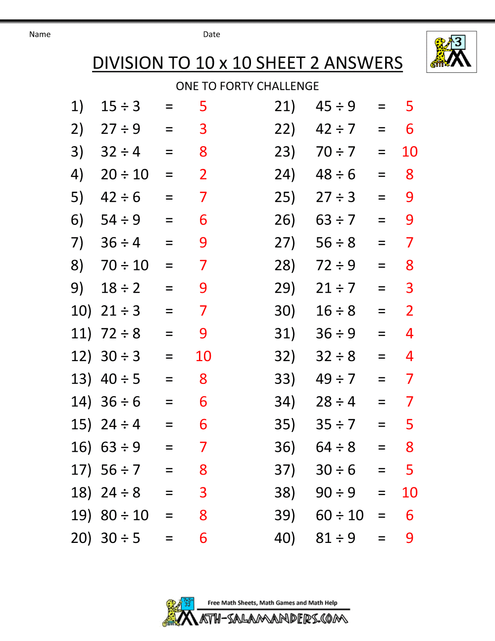 Printable Division Worksheets 3rd 4th Grade
