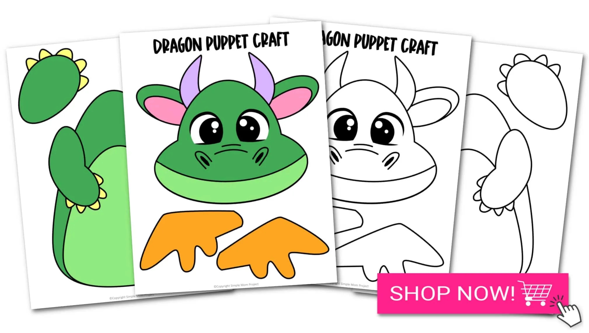 Printable Dragon Paper Bag Puppet Template Simple Mom Project