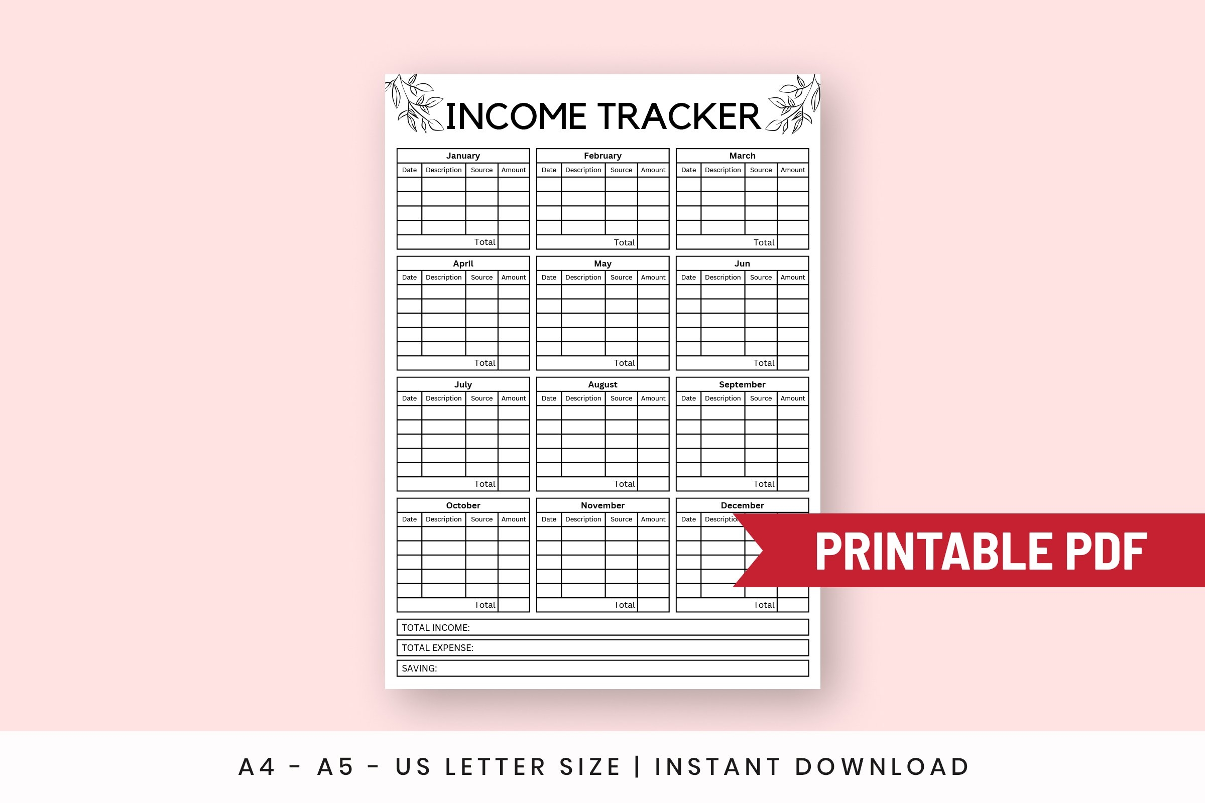 Printable Income And Expense Worksheet