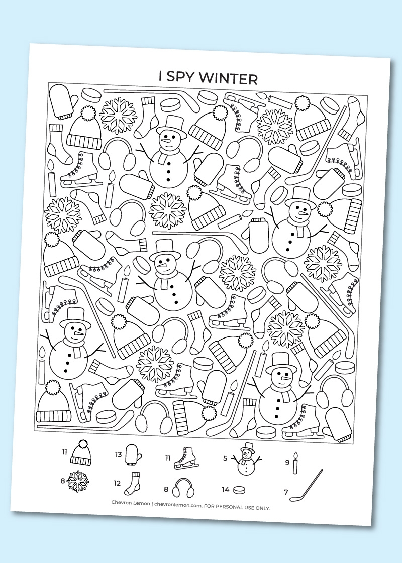 Printable I Spy Winter Chevron Lemon