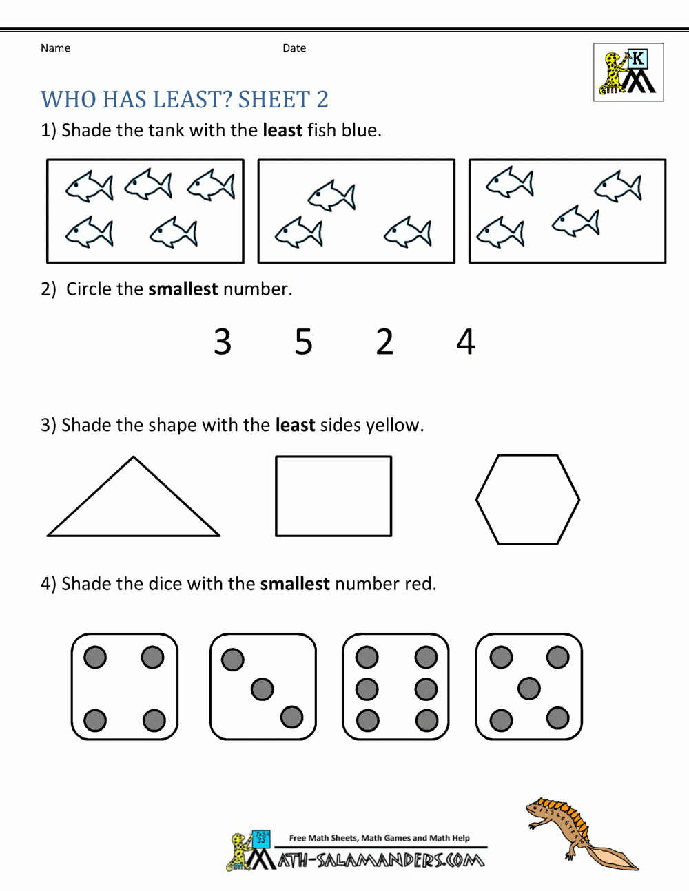 Free Printable Math Kindergarten Worksheets