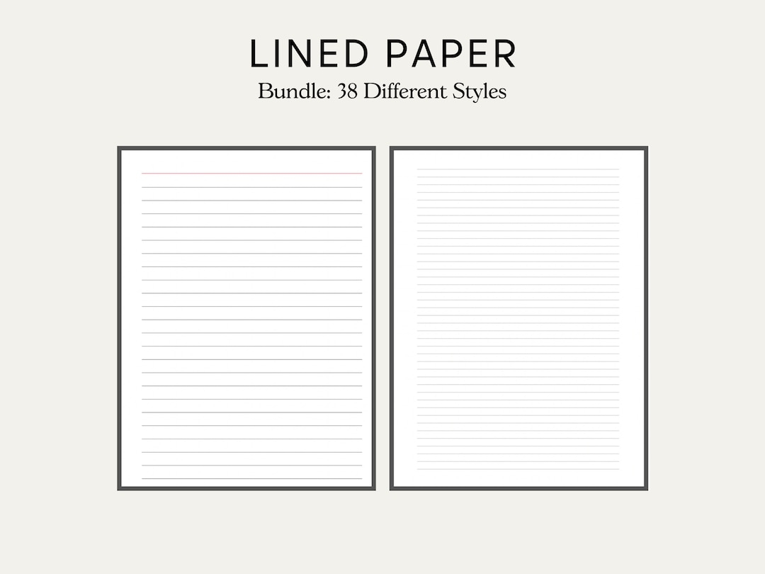 Printable Lined Paper PDF Wide Ruled Paper College Ruled Paper Digital Lined Paper Lined Pages Printable Note Paper Etsy