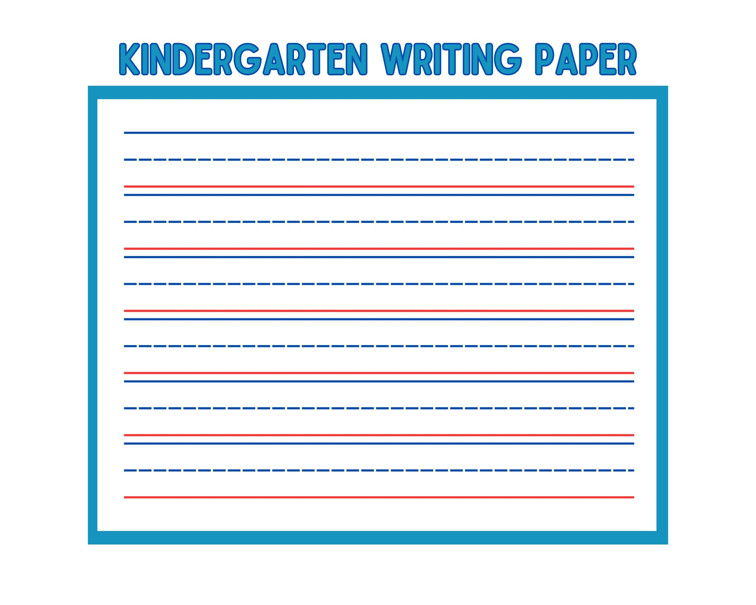 Printable Lined Paper Red Bottom And Blue Top Writing Paper Writing Practice Pages Printable Practice Writing Paper Kindergarten Writing Etsy Finland