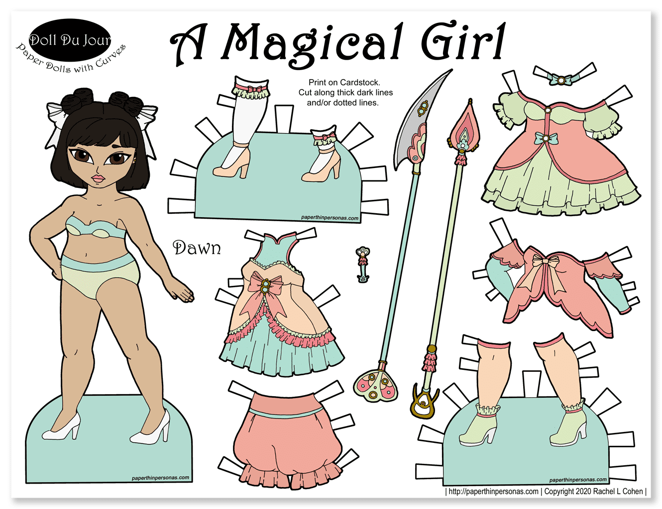 Printable Magical Girl Paper Doll Paper Thin Personas