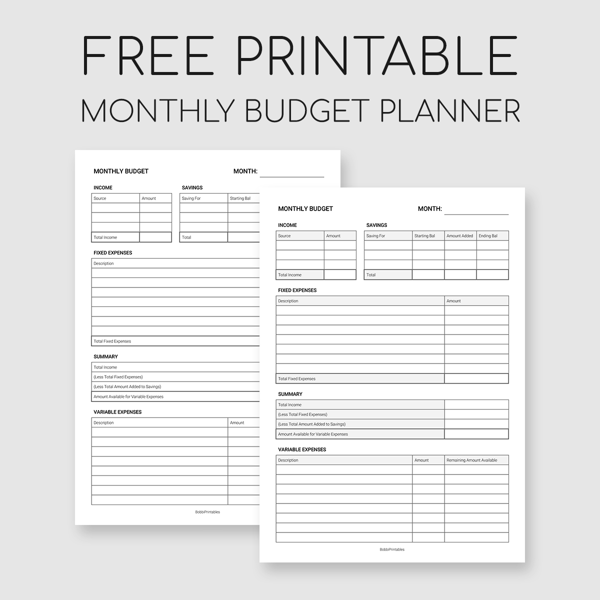 Monthly Budget Worksheet Free Printable