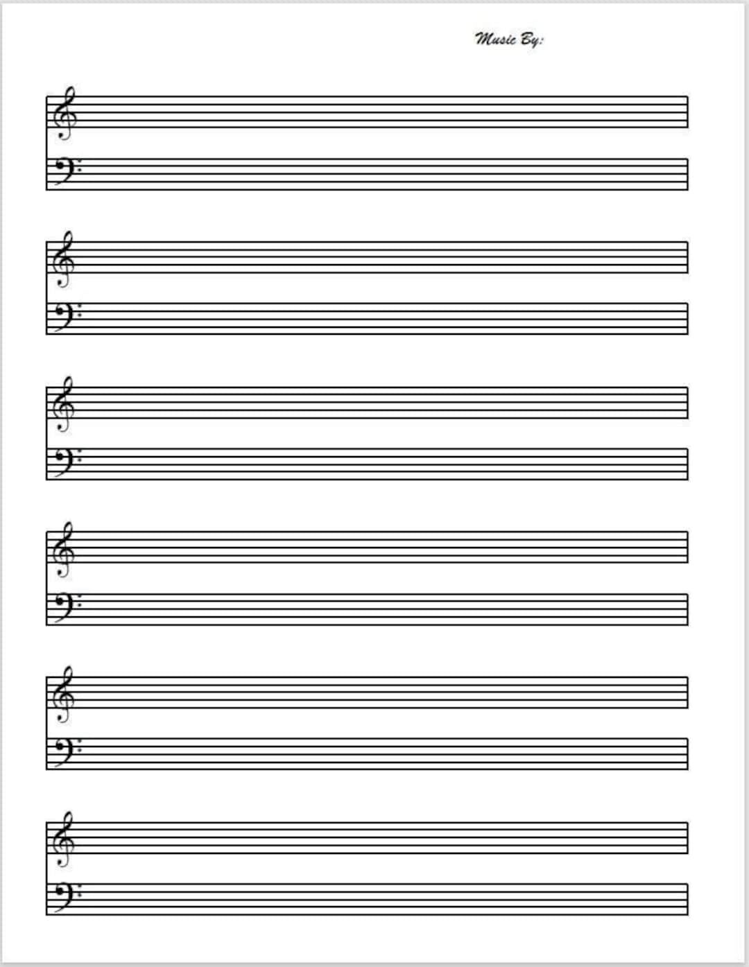 Printable Music Paper PDF File Etsy