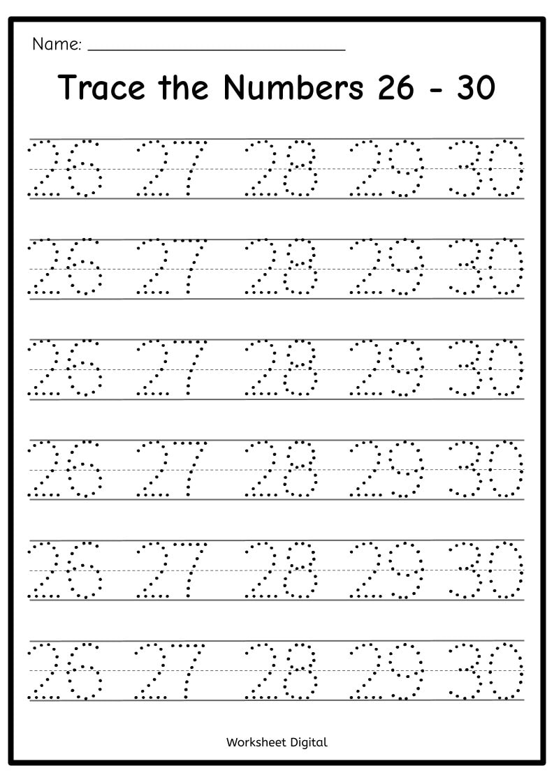 Printable Numbers 1 50 Tracing Worksheets For Preschool Kindergarten Homeschool Busy Book Handwriting Numbers And Counting Etsy
