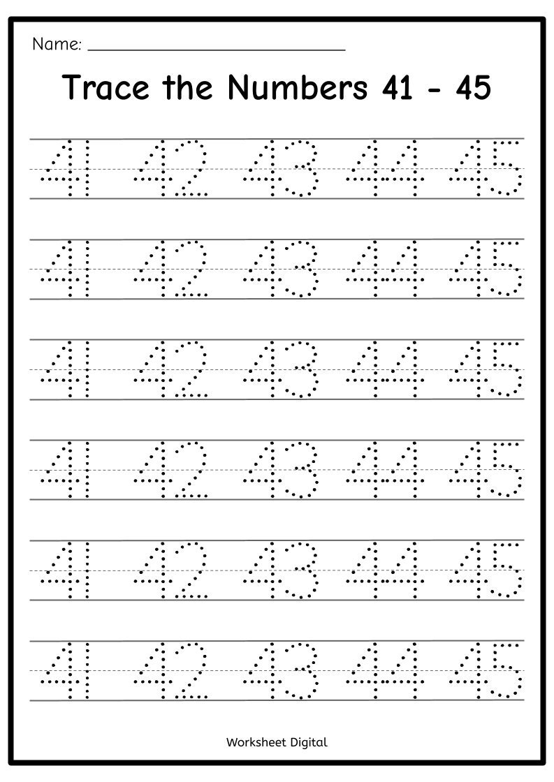 Printable Numbers 1 50 Tracing Worksheets For Preschool Kindergarten Homeschool Busy Book Handwriting Numbers And Counting Etsy