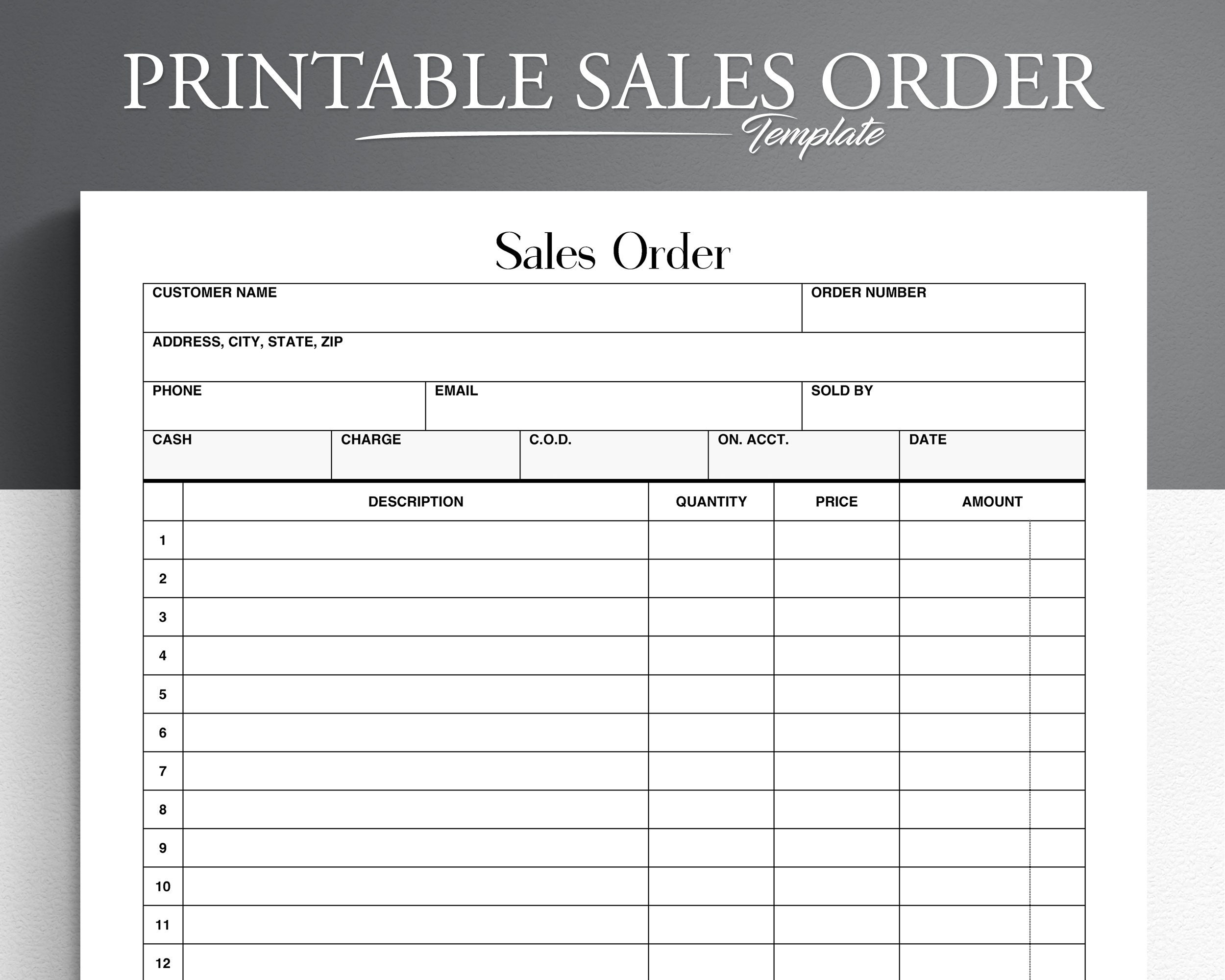 Printable Order Form Template