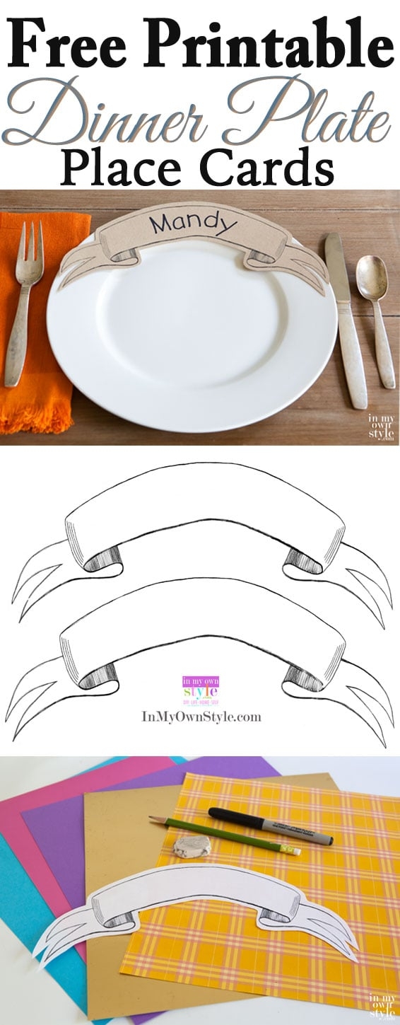 Printable Paper Banner Dinner Plate Place Card In My Own Style