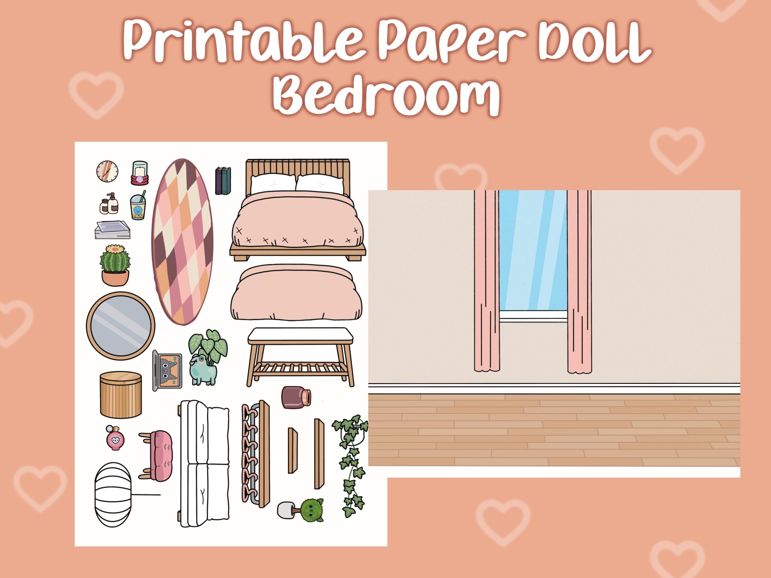 Printable Paper Doll Bedroom Toca Boca Bedroom Quiet Book Printable Bedroom For Paper Dolls Paper Doll Etsy